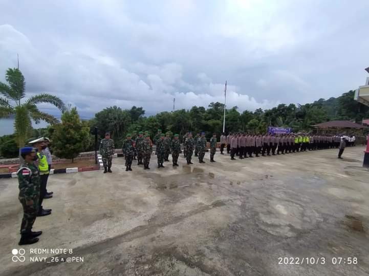 Apel Gelar Operasi Zebra Seligi 2022, Terlihat Palaksa Lanal Tarempa di Lapangan Mapolres Anambas