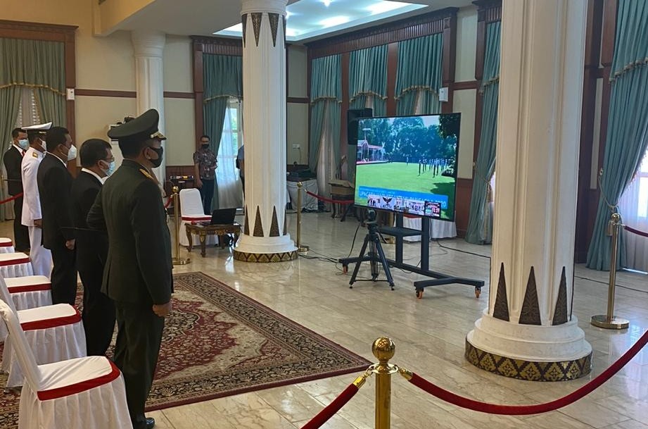 Peringati Hari Kesaktian Pancasila, Danrem 033 WP Upacara Daring