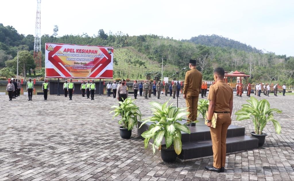 Polres Lingga Bersama Stakeholder Lainnya Gelar Apel Kesiapsiagaan Tanggap Bencana