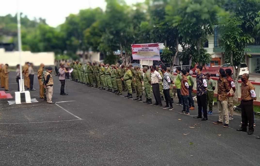 Jelang Pilkada, Polres Tanjungpinang Gelar Apel Kesiapan Linmas