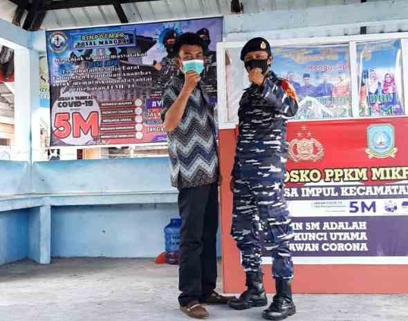 Danlanal Tarempa Perintahkan Danposal Pasang Spanduk Binpotmar dan Sosialisasi Protokol Kesehatan