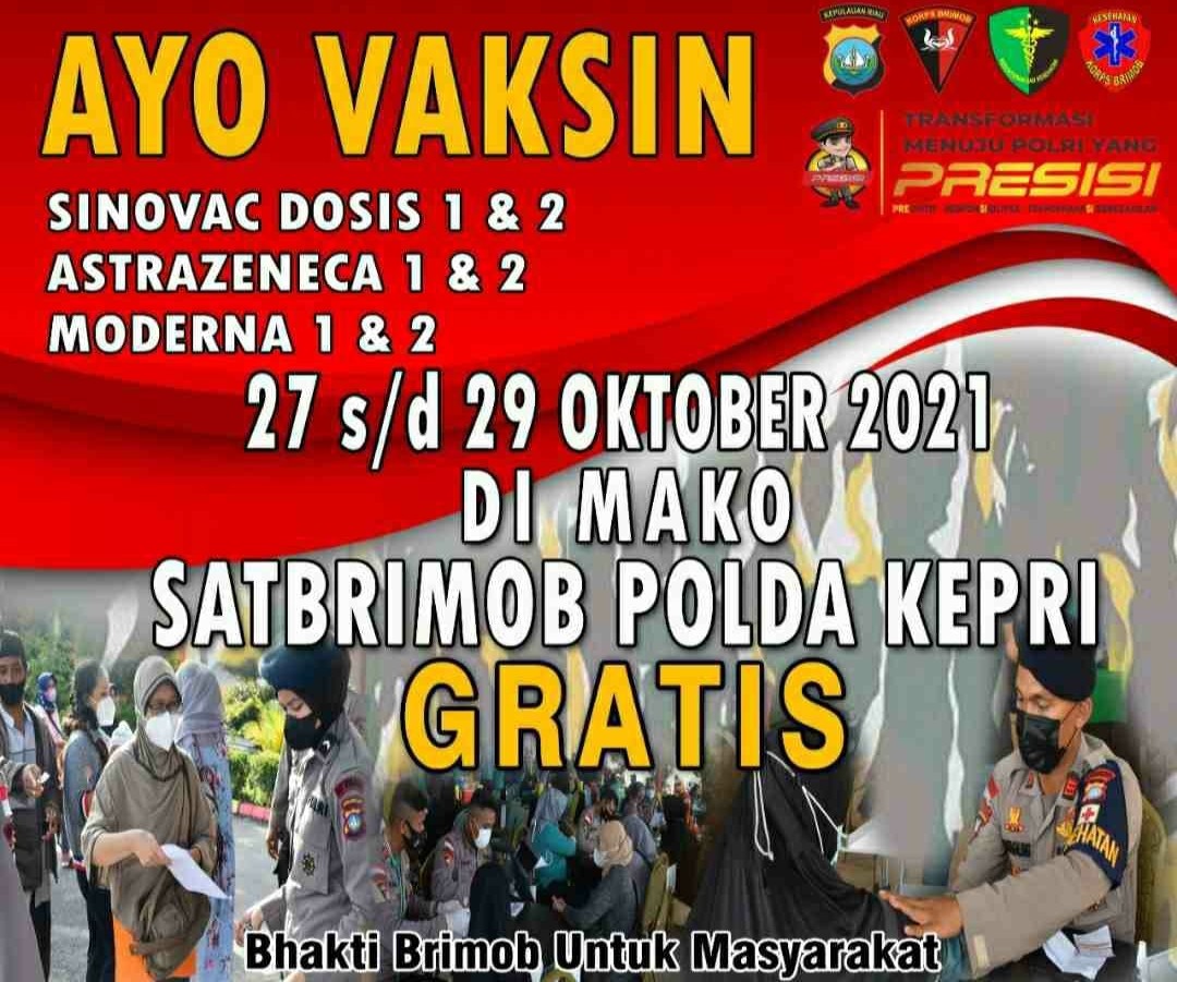 Warga Batam, Ikuti Vaksinasi Covid-19 di Brimob Polda Kepri