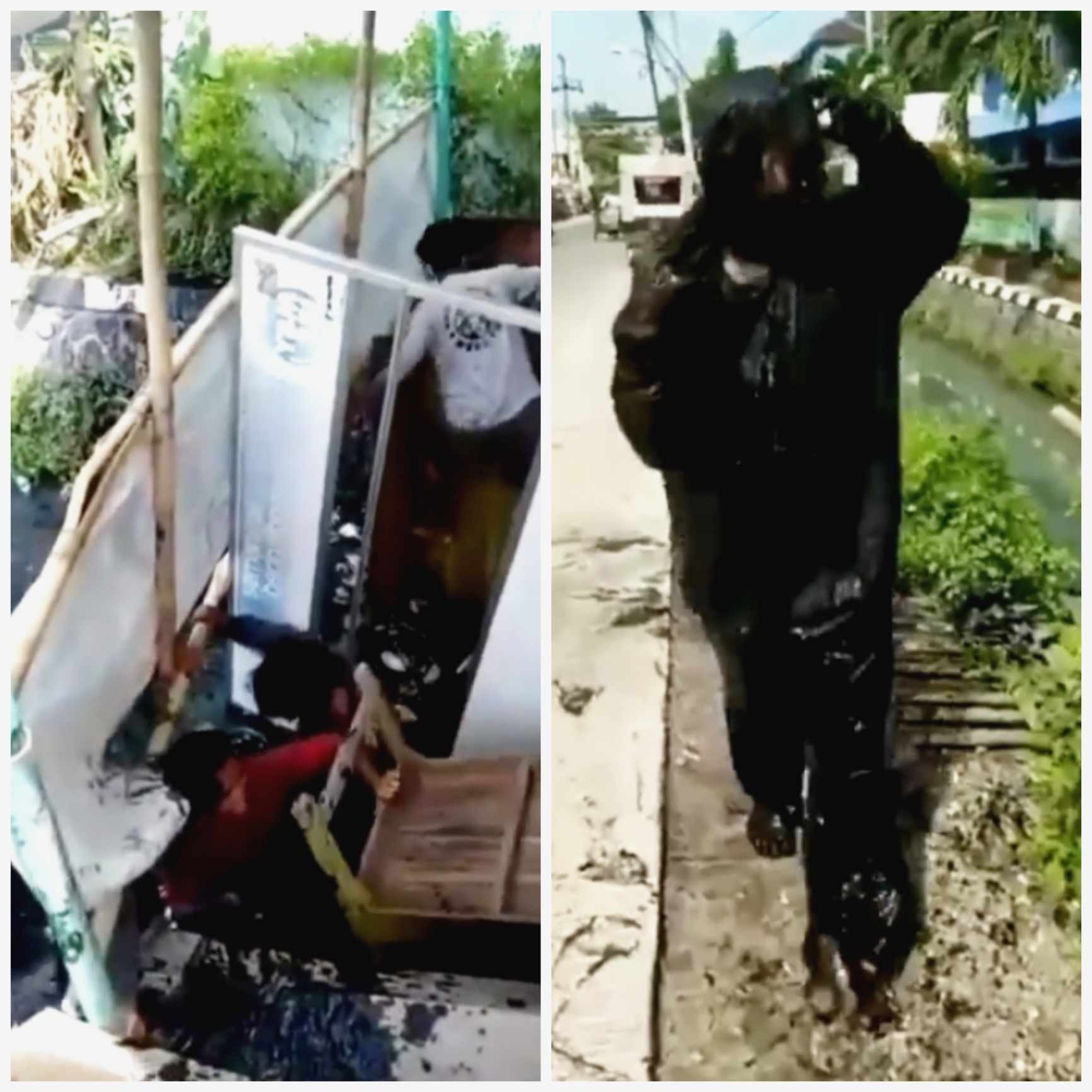 Viral Video Warung Ambrol, Pengunjung Belepotan Masuk ke Got, Netizen: Akibat Gak Puasa