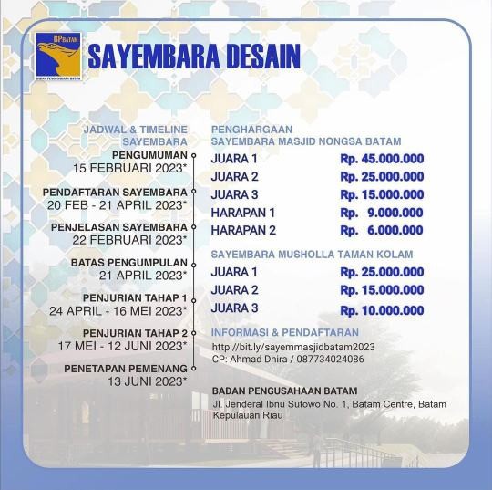 70 Tim Ikuti Desain Masjid Nongsa dan Musala Taman Kolam Batam